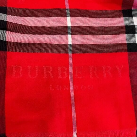 Burberry Red and Black Checkered Scarf - Picture 6 of 9